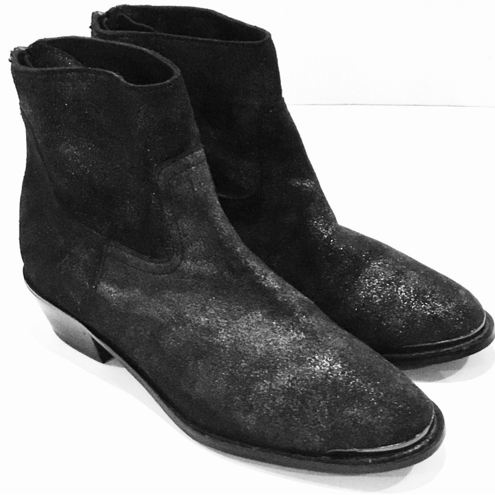 𝅺ABS Allen Schwartz Persiphone Leather‎ Metallic Boots 7.5